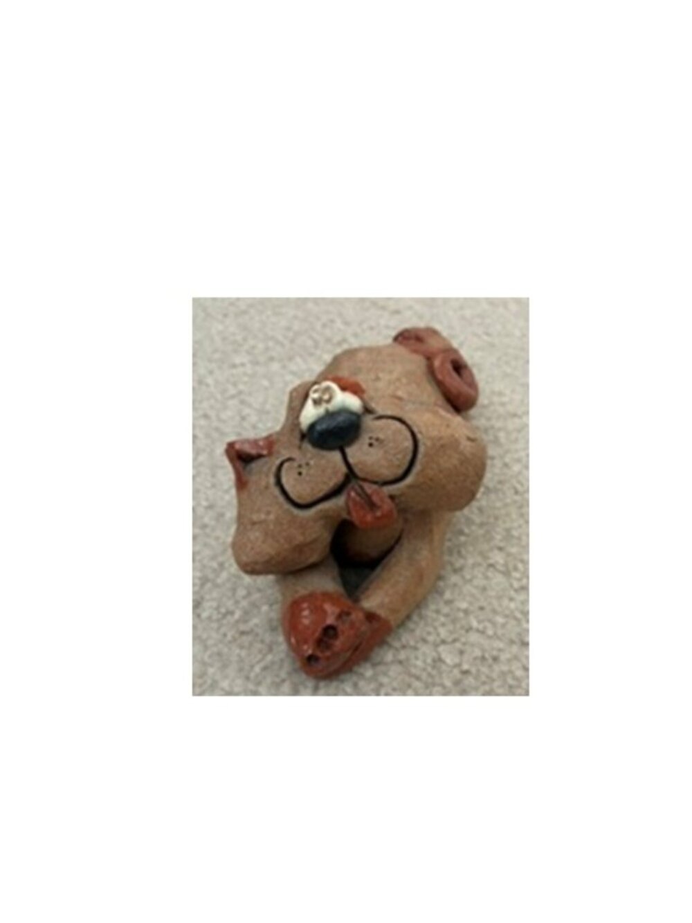 Vintage Signed Bill Hicks Whimsical Clay Sculpture of a Lounging Cat